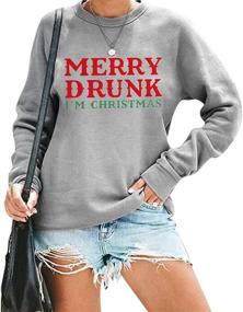 img 4 attached to 🎅 Merry Christmas Sweatshirt for Women - Funny Letter Print Sweater - Casual Fall Long Sleeve Tops