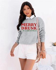 img 1 attached to 🎅 Merry Christmas Sweatshirt for Women - Funny Letter Print Sweater - Casual Fall Long Sleeve Tops