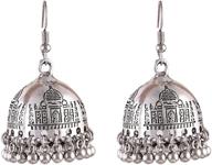 🏰 saissa silver tone oxidized metal taj mahal bollywood jhumka earrings - indian jewelry for girls and women logo