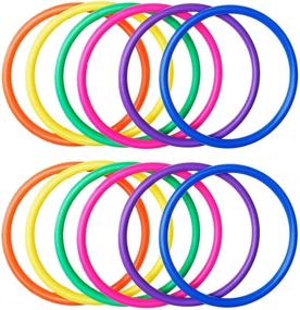 img 4 attached to OBTANIM 12 Pcs Plastic Ring Toss Game Set: Enhance Kids' Speed, Agility and Fun Outdoors with Random Color Rings