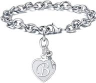 💖 anloo a-z initial charm bracelets: heart alphabet bracelet for girls and women – perfect birthday, christmas, valentine's day jewelry gift logo