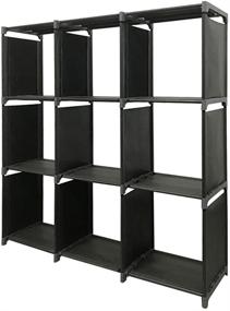 img 2 attached to 📚 Modern Black 9-Cube Storage Organizer: TXT&amp;BAZ DIY Open Bookshelf