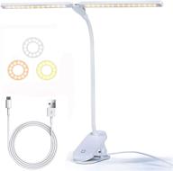 💡 laiwoo led desk lamp - clamp attachment, flexible gooseneck arm for drafting, 3 lighting modes, stepless dimming, double head desk light - clip on lamp for bedroom, office (white) логотип