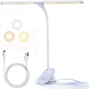 img 4 attached to 💡 LAIWOO LED Desk Lamp - Clamp Attachment, Flexible Gooseneck Arm for Drafting, 3 Lighting Modes, Stepless Dimming, Double Head Desk Light - Clip on Lamp for Bedroom, Office (White)