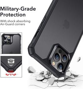 img 3 attached to ESR Air Armor iPhone 12 Pro Max Case: Military-Grade Drop Protection, 📱 Shock-Absorbing Corners, Anti-Yellowing Hard Back, Scratch Resistant, Flexible Frame - Frosted Black, 6.7