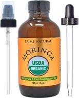 🌿 usda certified prime natural organic moringa oil - 100% pure, cold pressed, virgin, unrefined (4oz/120ml) - effective natural moisturizer for skin, face, body & hair - vegan logo