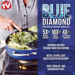 img 3 attached to 🍳 Toxin-Free Ceramic Metal Utensil Dishwasher: 5QT Blue Diamond Saute Pan with Lid