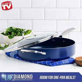 img 2 attached to 🍳 Toxin-Free Ceramic Metal Utensil Dishwasher: 5QT Blue Diamond Saute Pan with Lid