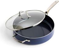 🍳 toxin-free ceramic metal utensil dishwasher: 5qt blue diamond saute pan with lid logo