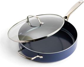 img 4 attached to 🍳 Toxin-Free Ceramic Metal Utensil Dishwasher: 5QT Blue Diamond Saute Pan with Lid