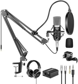 img 4 attached to 🎤 Neewer NW-700 Professional Condenser Microphone with Monitor Headphones Kit, 48V Phantom Power Supply, NW-35 Boom Scissor Arm Stand, Shock Mount and Pop Filter for Home Studio Recording (Black)