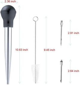 img 2 attached to 🦃 Stainless Steel Turkey Baster with Cleaning Brush, Marinade Needles, and Baster Syringe for Cooking - Black Color