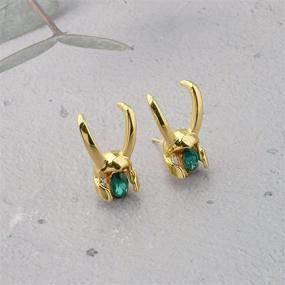 img 2 attached to 🎥 WSNANG Movie Helmet Stud Earrings: Stylish Green Crystal Alloy Jewelry for Fans, Cosplay Props Gift & Movie Enthusiasts