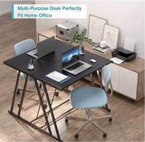 img 1 attached to 🖥️ Mehoom Study Desk: Stylish and Functional Computer Desk for Home Office - Small Space Office Desk with Modern Simple Design - 35.4" Black Corner Desk - Ideal Writing Desk & Laptop Table