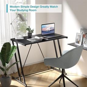 img 3 attached to 🖥️ Mehoom Study Desk: Stylish and Functional Computer Desk for Home Office - Small Space Office Desk with Modern Simple Design - 35.4" Black Corner Desk - Ideal Writing Desk & Laptop Table