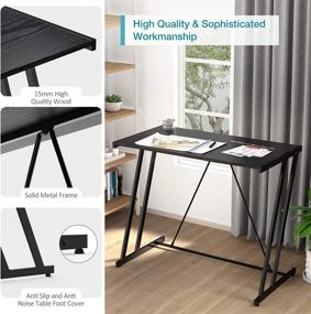 img 2 attached to 🖥️ Mehoom Study Desk: Stylish and Functional Computer Desk for Home Office - Small Space Office Desk with Modern Simple Design - 35.4" Black Corner Desk - Ideal Writing Desk & Laptop Table