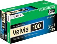 📷 fujifilm 16326107 fujichrome velvia 120mm 100 color slide film iso 100 - 5 roll pro pack: vibrant green, white, and purple excellence! logo