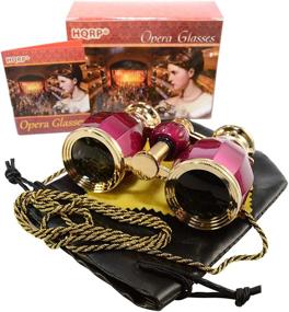 img 4 attached to HQRP 4 X 30 Opera Glasses Antique Style Burgundy Pearl With Gold Trim W/Necklace Chain 4X Extra High Magnification With Crystal Clear Optics (CCO)