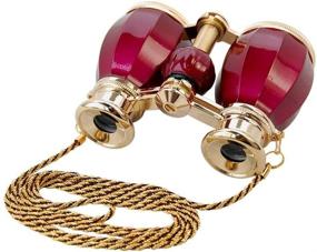 img 1 attached to HQRP 4 X 30 Opera Glasses Antique Style Burgundy Pearl With Gold Trim W/Necklace Chain 4X Extra High Magnification With Crystal Clear Optics (CCO)