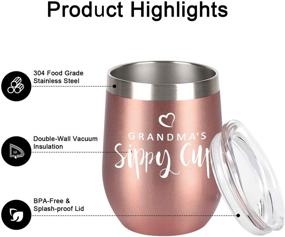 img 3 attached to 🌹 Rose Gold Gifts for Grandma: Grandma's Sippy Cup Wine Tumbler with Lid - 12 Oz Insulated Stainless Steel Tumbler with Straw for Birthday, Mother's Day, Best Grandma Nana