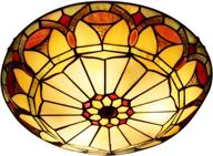 💡 tiffany ceiling light flush mount: modern style decor for hallway living room bedroom - 3-light, 16 inches width - artzone логотип