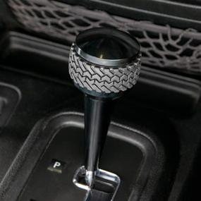 img 1 attached to 🚗 DV8 Offroad Billet Aluminum Replacement Shift Knob, Engineered with Patented Rubber Tread Grip, for 2011-2018 Jeep Wrangler JK (Black)