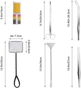 img 3 attached to Luxiv Aquarium Aquascape Tools Kit - 6 in 1 Stainless Steel Tweezers, Scissors, Spatula for Aquatic Plant Aquascaping in Fish Tank - Includes Fishing Net & 80P pH Paper