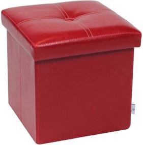 img 4 attached to FSOBEIIALEO Storage Ottoman Leather Foldable