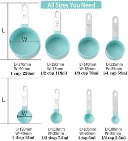 img 3 attached to 🥄 Stainless Steel Measuring Spoons Set with 8-Piece Plastic Measuring Cups - Perfect for Cooking, Baking, and Nesting Measuring Set (Lake Blue)