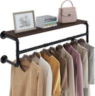 👕 45.5in industrial pipe wall mounted garment rack with top shelf - greenstell, space-saving display hanging clothes rack, heavy duty detachable multi-purpose hanging rod for closet storage logo