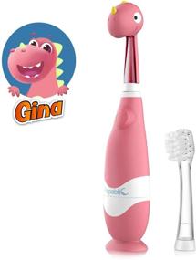 img 4 attached to 🦖 Papablic Gina Sonic Electric Toothbrush with Adorable Dinosaur Covers for Babies and Toddlers (Ages 1-3)