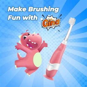 img 3 attached to 🦖 Papablic Gina Sonic Electric Toothbrush with Adorable Dinosaur Covers for Babies and Toddlers (Ages 1-3)
