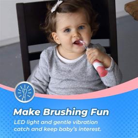img 2 attached to 🦖 Papablic Gina Sonic Electric Toothbrush with Adorable Dinosaur Covers for Babies and Toddlers (Ages 1-3)
