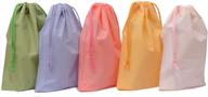 assorted colors 6'' x 9'' drawstring treat cello bags for kids party favors, goodies, and gift wrapping - ideal for gym, sports, travel, and garments organization and storage - plastic bags with bottom gusset - pack of 25 logo