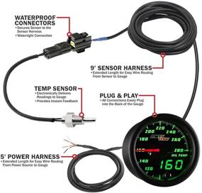 img 3 attached to MaxTow Double Vision 280 F Oil Temperature Gauge Kit - Black Face - Green LED Dial - Analog & Digital Readouts - Trucks - 52mm