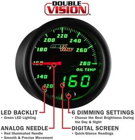 img 2 attached to MaxTow Double Vision 280 F Oil Temperature Gauge Kit - Black Face - Green LED Dial - Analog & Digital Readouts - Trucks - 52mm