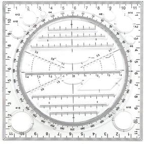 img 1 attached to 📐 Springhall Black Multifunctional Drawing Ruler: Angle and Circle Maker, Geometric Template, Measuring Tool for Office and School