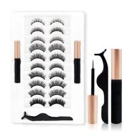 natural-looking magnetic eyelashes kit with eyeliner - 10 pairs reusable 👁️ lashes, 2 magnetic eyeliner tubes, lash tweezers included - magnetic fake eyelashes set logo