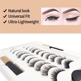 img 1 attached to Natural-Looking Magnetic Eyelashes Kit with Eyeliner - 10 Pairs Reusable 👁️ Lashes, 2 Magnetic Eyeliner Tubes, Lash Tweezers Included - Magnetic Fake Eyelashes Set