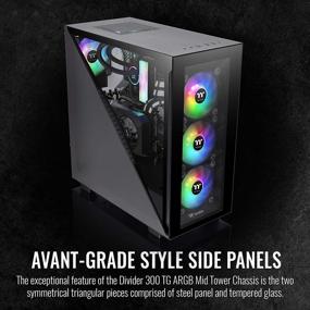img 2 attached to 🖥️ Thermaltake Divider 300 ARGB Triangular Case with Type-C (USB 3.1 Gen 2) and Water Cooling Support - ATX Mid Tower Computer Case with 3 Pre-Installed 120mm ARGB Rear Fans (CA-1S2-00M1WN-01)
