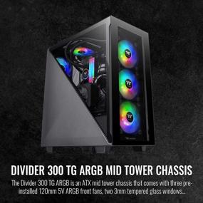 img 3 attached to 🖥️ Thermaltake Divider 300 ARGB Triangular Case with Type-C (USB 3.1 Gen 2) and Water Cooling Support - ATX Mid Tower Computer Case with 3 Pre-Installed 120mm ARGB Rear Fans (CA-1S2-00M1WN-01)