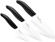 🔪 kyocera fk-3pc bk 3piece advanced ceramic revolution series knife set - black, blade sizes: 5.5", 4.5", 3" - premium quality cutlery logo