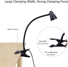 img 1 attached to 💡 CeSunlight LED Clip Desk Lamp: Adjustable Color Temperature for Brighter Illumination - Headboard & Bed Reading Light with Strong Clamp (Black)