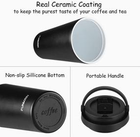 img 3 attached to 🍵 Funkrin 16oz Insulated Coffee Mug with Ceramic Coating - Vacuum Stainless Steel Wine Tea Tumbler, Lid & Handle Included - Double Wall Leak-Proof Thermos Mug for Travel, Office, School, Party, Camping