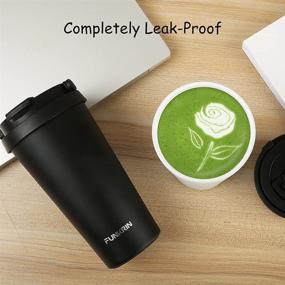 img 1 attached to 🍵 Funkrin 16oz Insulated Coffee Mug with Ceramic Coating - Vacuum Stainless Steel Wine Tea Tumbler, Lid & Handle Included - Double Wall Leak-Proof Thermos Mug for Travel, Office, School, Party, Camping