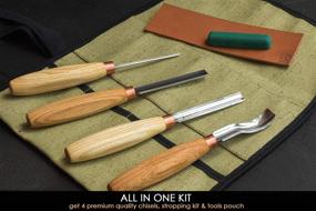 img 3 attached to BeaverCraft Wood Carving Chisel Set SC01 - Complete Gouge Wood Carving Tools Kit with Rolling Pouch, Leather Strop, and Polishing Compound Kit - Radial Gouges, Flat Chisel, and Bent Gouge (Chisel Set)