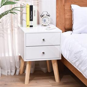 img 3 attached to 🛏️ TaoHFE Set of 2 White Modern Nightstands with 2 Drawers - Bedroom/Living Room/Office Furniture, White Beside Table