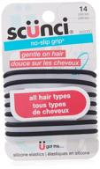 💁 scunci no-slip grip the evolution hair ties - black 14 pack: secure and stylish hair accessories logo