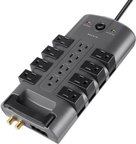 img 2 attached to 🔌 High-Performance Belkin Surge Power Strip Protector with Rotating & Stationary Outlets - 8 ft Long Extension Cord for Home, Office, Travel, and Charging