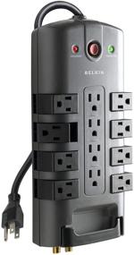 img 4 attached to 🔌 Высокопроизводительный Защитный Сетевой Фильтр Belkin с Поворотными и Неподвижными Розетками - 8-метровый удлинительный кабель для дома, офиса, путешествий и зарядки